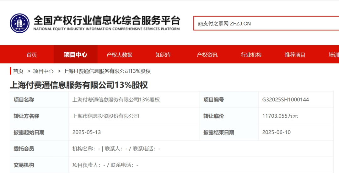 转让底价1.17亿元!上海这家持牌支付机构13%股权挂牌转让-支付之家网