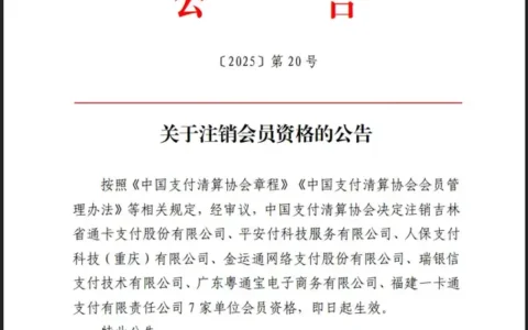 7家支付机构被“移出群聊”，6家已被央行注销支付牌照