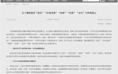 上海出手，规范“支付”公司名称！