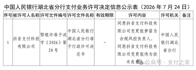 抖音支付，获批变更！